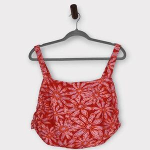 Free People Red Floral Print Crop Top NWT Size Large Tie-Back Crop Top